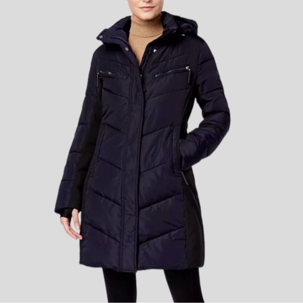 Calvin Klein Collection Navy Puffer Coat